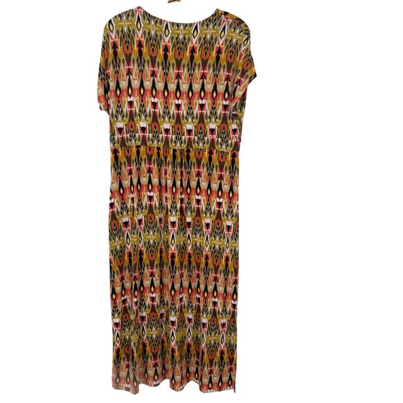 J.Jill Womens maxii Dress size medium petite Geometric Print V-Neck Short Sleeve - Picture 5 of 7